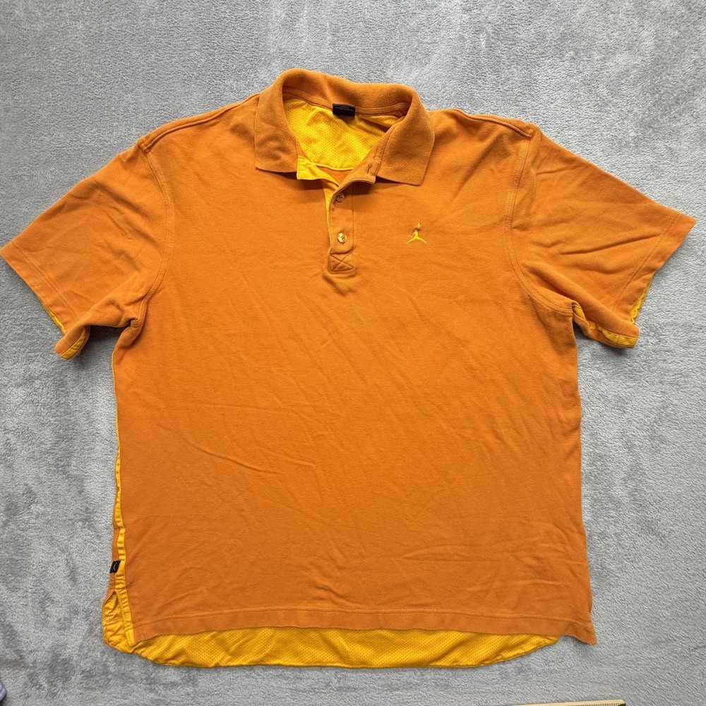 Jordan‎ Polo Shirt Mens 2XL Orange Cotton Polyester Breathable Short Sleeve